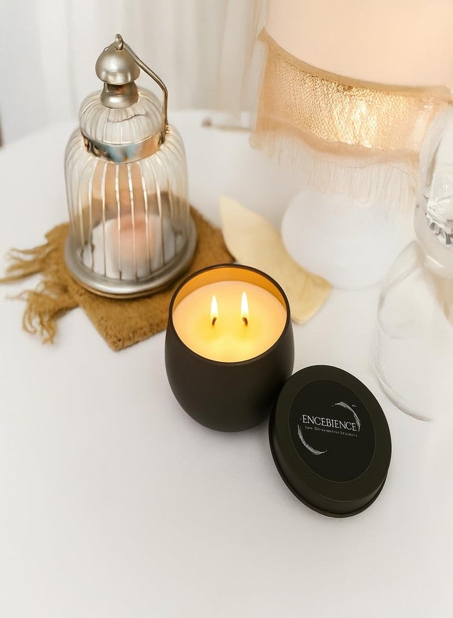 Encebience Premium Scented Tin Jar Candle | 100% Pure Plant-Based Soy Wax | Evening Whispers Aroma | 2-Wick Matte Black Jar Home Décor & Aromatherapy Candle - 170 gm | Up to 30Hrs Burn Time - Image 1